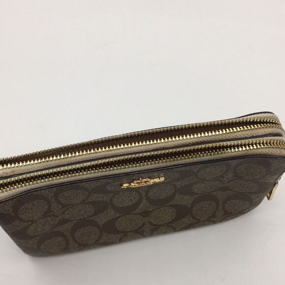 Coach Double Zip Coated Canvas Signature C Wallet Wristlet Pouch Style F16109 - Picture 10 of 16